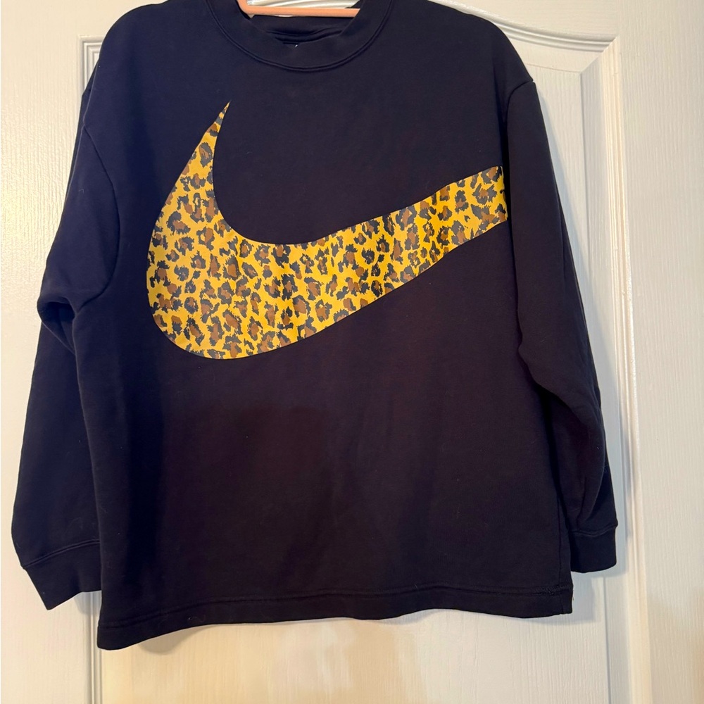 Black Nike Sweat Shirt with cheetah print